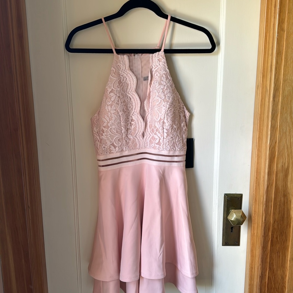 NWT City Vibe dress size 7 Dusty Pink with sheer front and waist